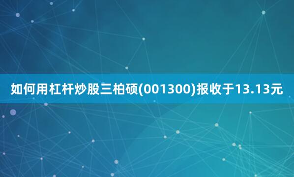 如何用杠杆炒股三柏硕(001300)报收于13.13元